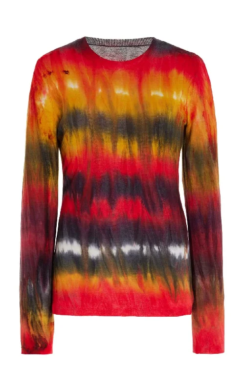 Unleash Your Fashion Miller Knit Sweater in Fire Tie Dye Cashmere