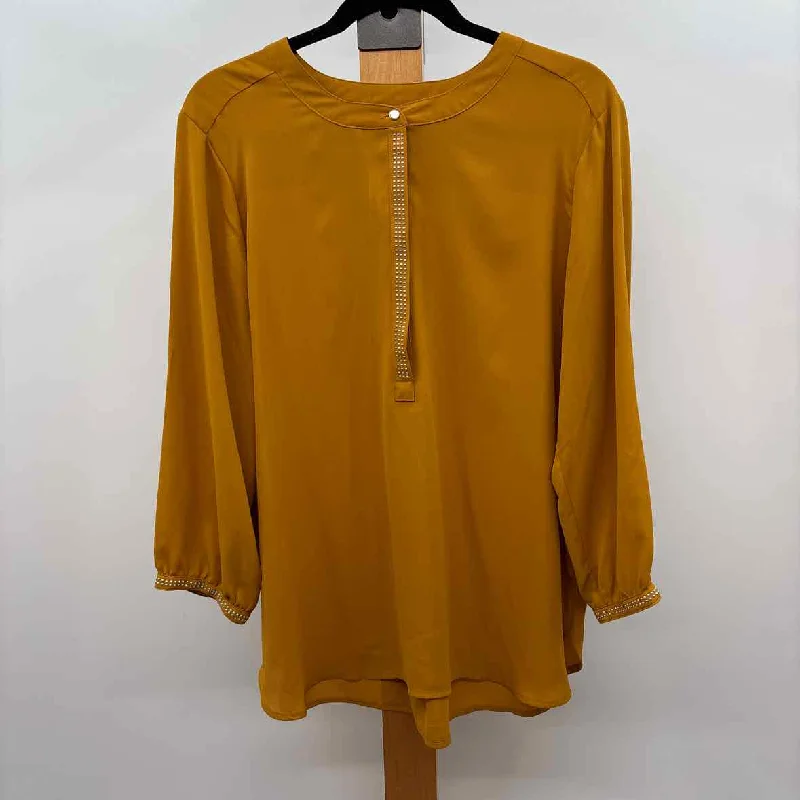 Limited Time Offer JM Collection Women's Size L Mustard Yellow Solid Tunic