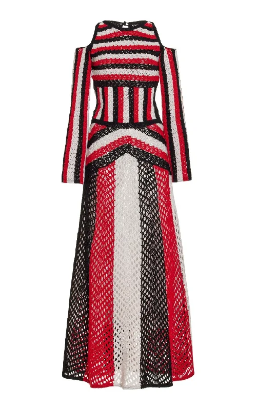 Weekend Exclusive Carr Macrame Dress in Red Multi Wool