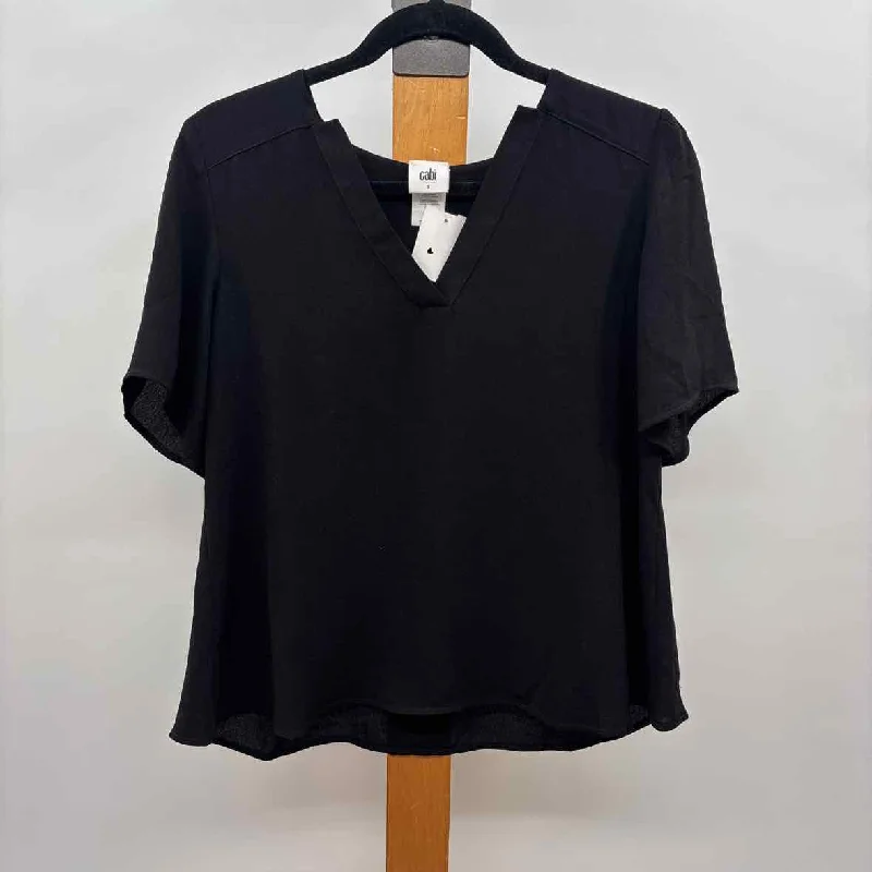 Feminine Grace CABI Women's Size S Black Solid Short Sleeve Shirt