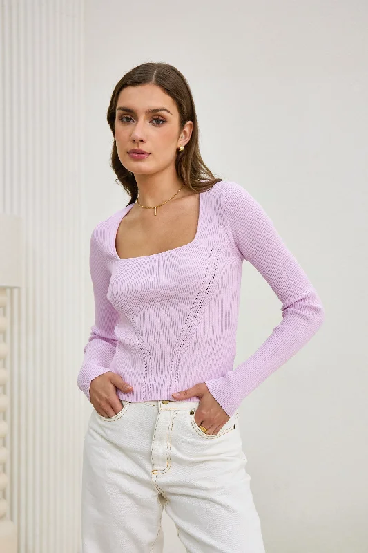 Flash Sale Fever Jett Lilac Purple Long Sleeve Knit Top