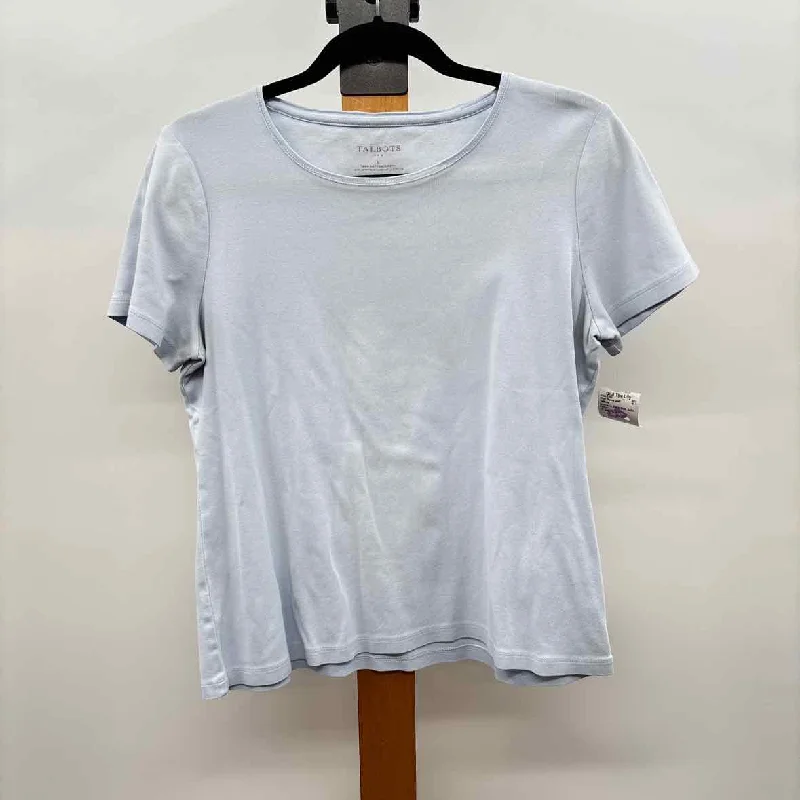 Disco - Inspired Retro Dance Look Talbots Women's Size L Baby Blue Solid Short Sleeve Shirt Disco - Inspired Retro Dance Look Talbots Women's Size L Baby Blue Solid Short Sleeve Shirt
