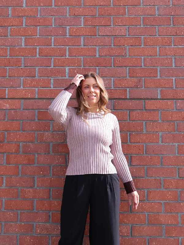 Chic And Edgy Deandra Knit Top - Mocha