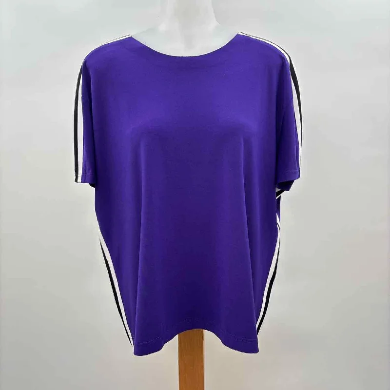 Luxury Fashion for Women Norma Kamali Women's Size M Purple Stripe Short Sleeve Shirt