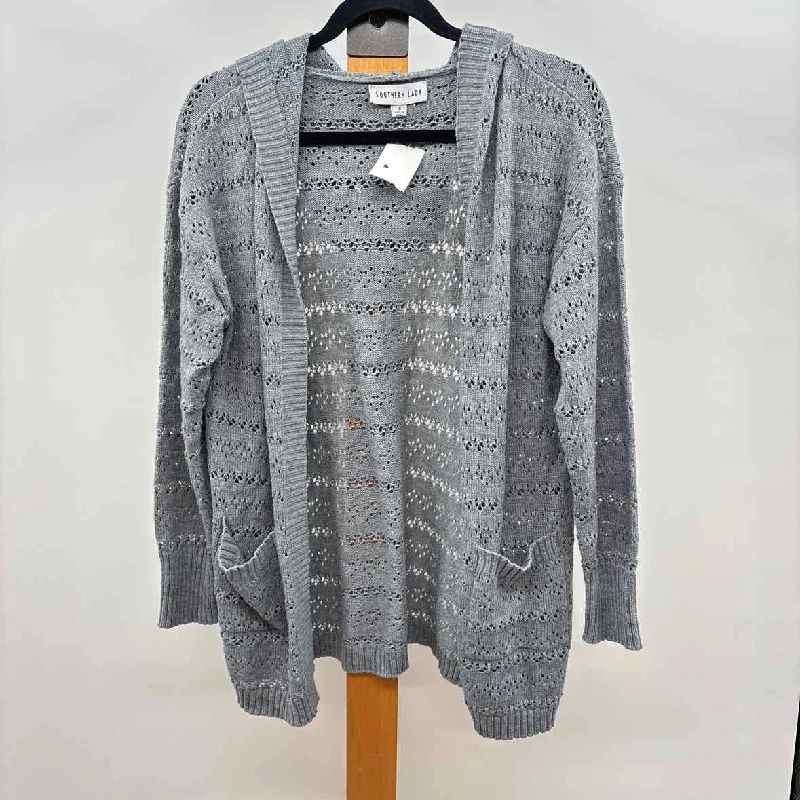 Chic Everyday Wear Southern Lady Women's Size S Gray Open Weave Cardigan