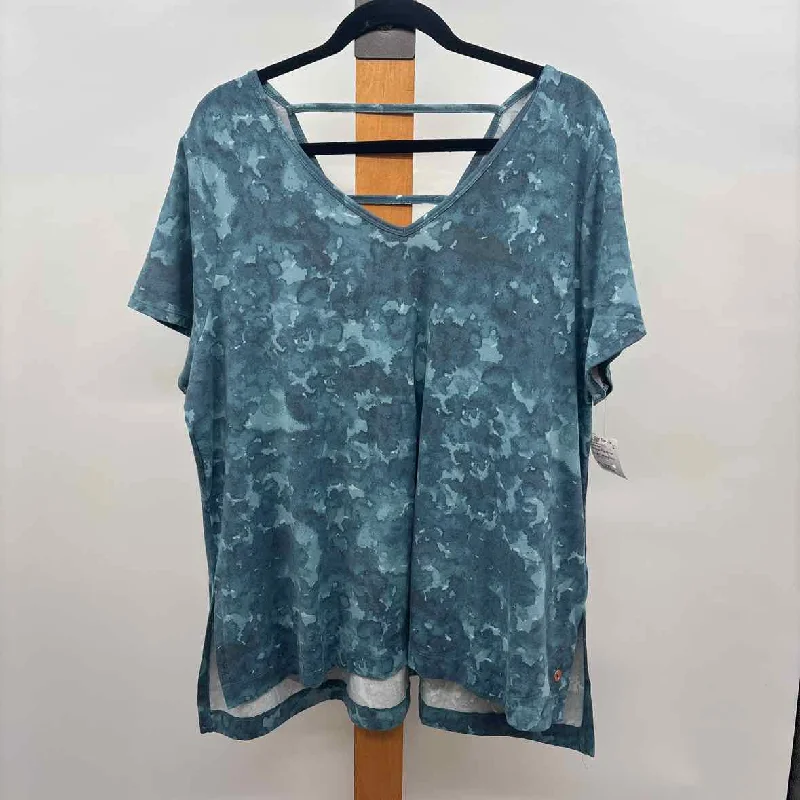 Ethnic Cultural Event Wear LIVI active Women's Size 18/20 Teal Tie Dye Short Sleeve Shirt