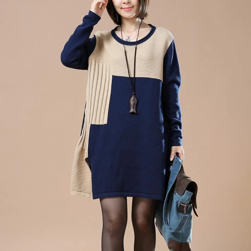 Hollywood Glam Award - Show Style Navy print sweaters plus size women knit dress the Dancing steps Hollywood Glam Award - Show Style Navy print sweaters plus size women knit dress the Dancing steps