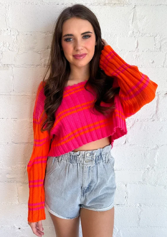 Vintage Style Clothing Sale Women's Activewear Outfit Pop Stripe Sweater