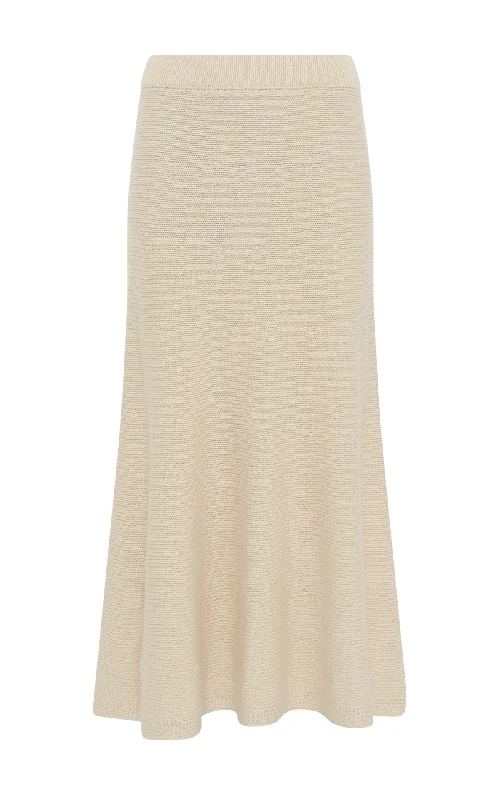 Comfort Centric Apparel Titan Knit Midi Skirt in Ivory Cashmere