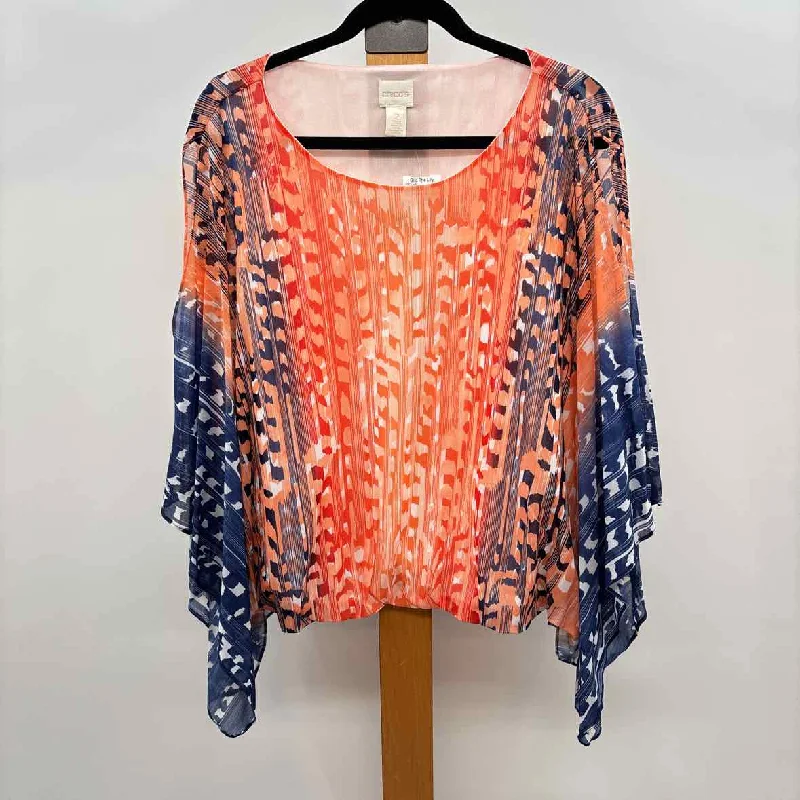 Pastel Styles Chico's Women's Size L Orange Blended Short Sleeve Shirt