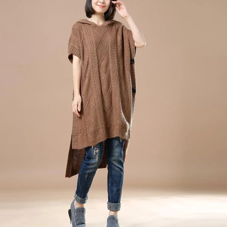Low Price Special Khaki knitted dresses asymetrical sweaters women