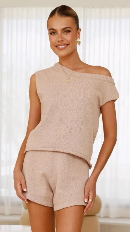 You'll Love Us Because Robin Off Shoulder Top - Taupe