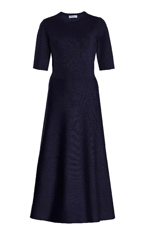 Budget Friendly Seymore Knit Midi Dress in Dark Navy Merino Wool Cashmere