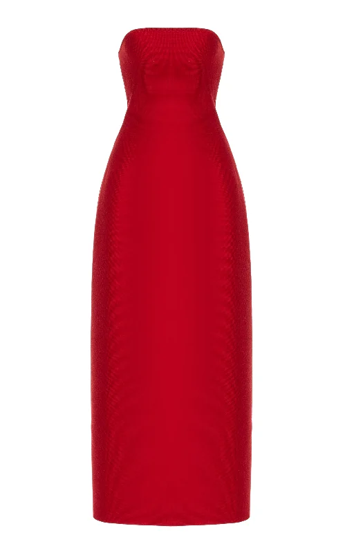 Spring Wardrobe Immanuel Knit Maxi Dress in Scarlet Red Merino Wool