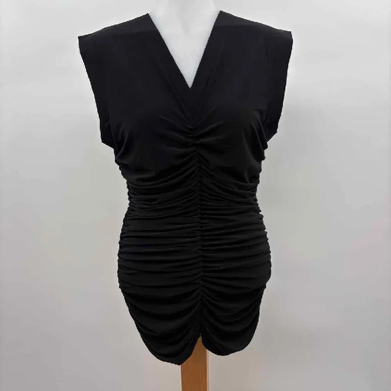 Sophisticated Outfits Norma Kamali Women's Size L Black Solid Sleeveless Shirt