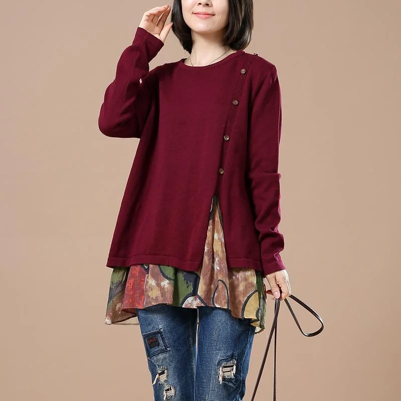 Best Sellers Burgundy layered sweaters oversize knit tops