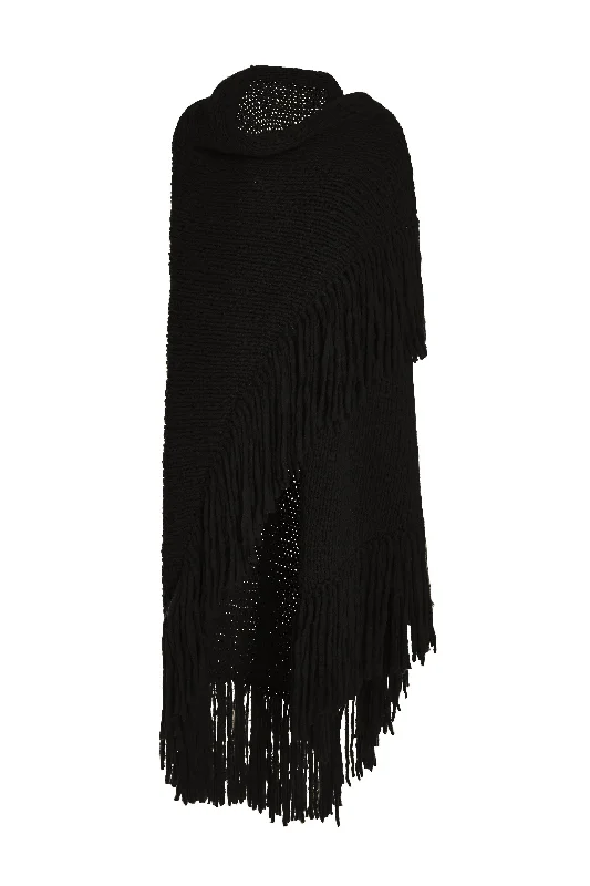 Latest Trends Lauren Knit Wrap in Black Welfat Cashmere