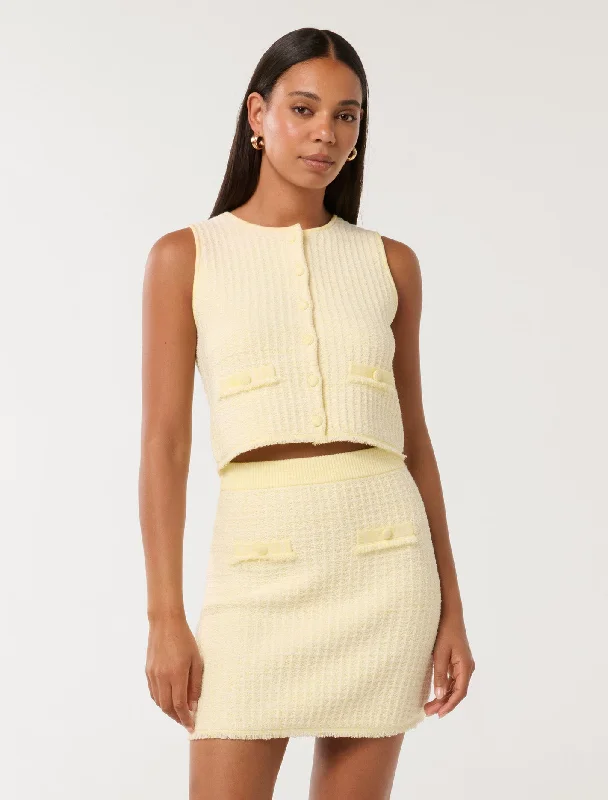 Fashion Forward Femininity Aria Boucle Knit Tank Top