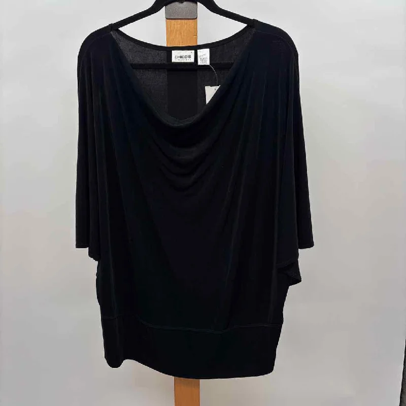 Budget Friendly Fashion Chico's Women's Size M/L Black Solid Short Sleeve Shirt