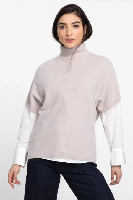 Step Ahead, Lead The Trend Kinross Cashmere Textured Funnel Pullover