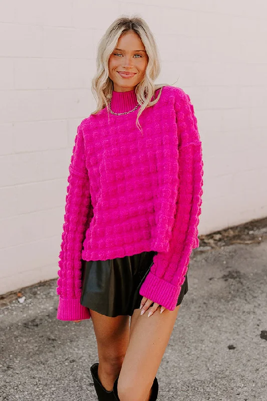 Feminine Elegance Women's Cozy Clothes Cappuccino Cozy Knit Sweater in Hot Pink