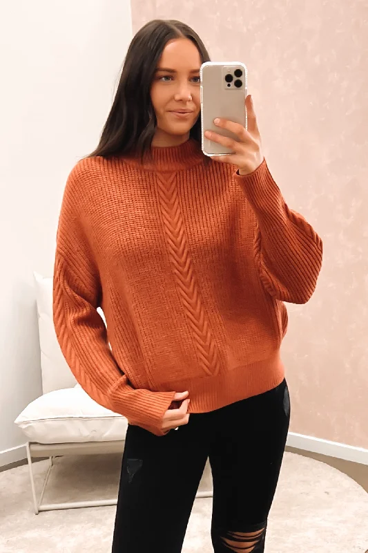Budget Friendly Women's Elegant Clothing Sets Rumi Knit Sweater Rust