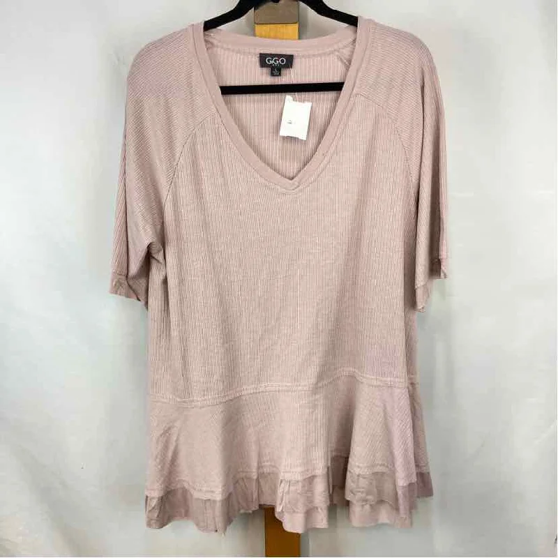 Graceful Drape GiGio USA Women's Size L Pink Solid Short Sleeve Shirt