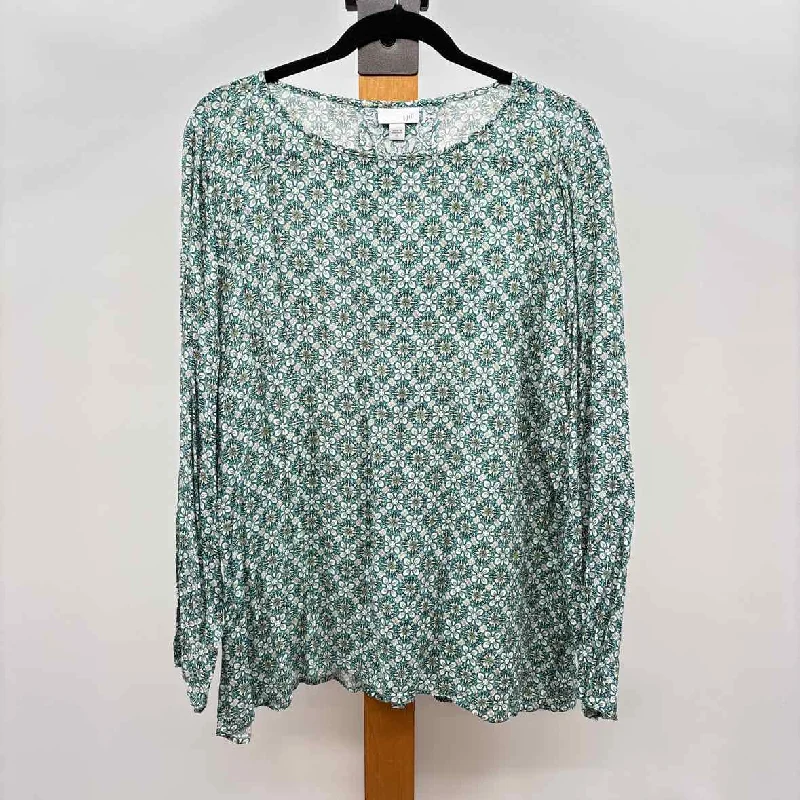Top Deals JJill Women's Size XL Green Print Tunic