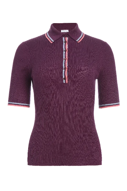 Seize Bargains Perro Knit Polo in Italian Plum Cashmere Silk