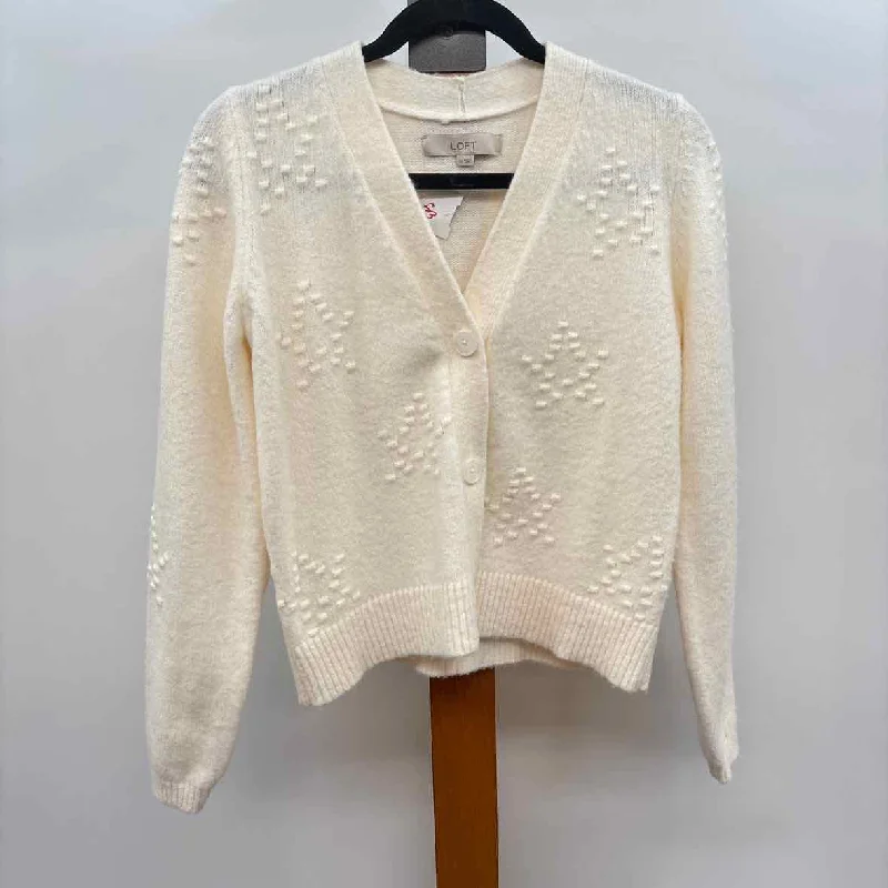 New Styles Just In Loft Women's Size XS Ivory Textured Cardigan