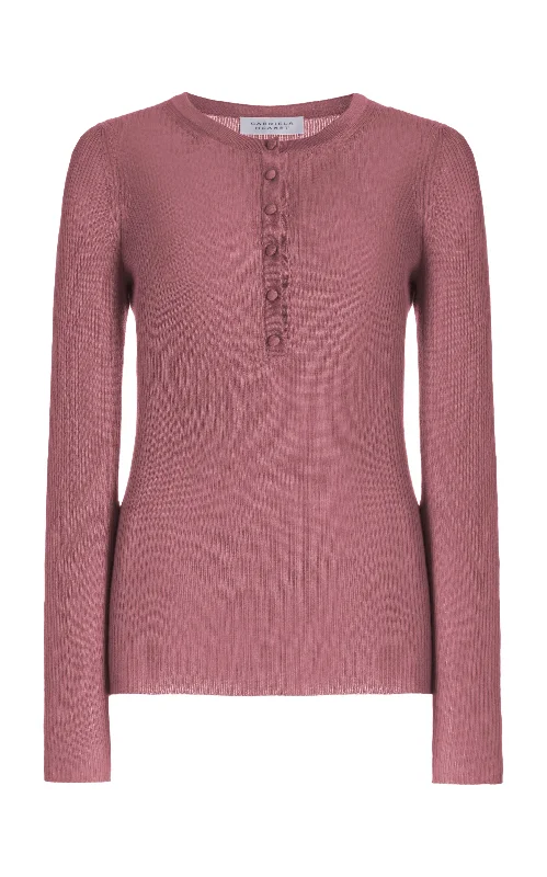 Urban Femme Streetwear Julian Knit Henley in Rose Quartz Cashmere Silk