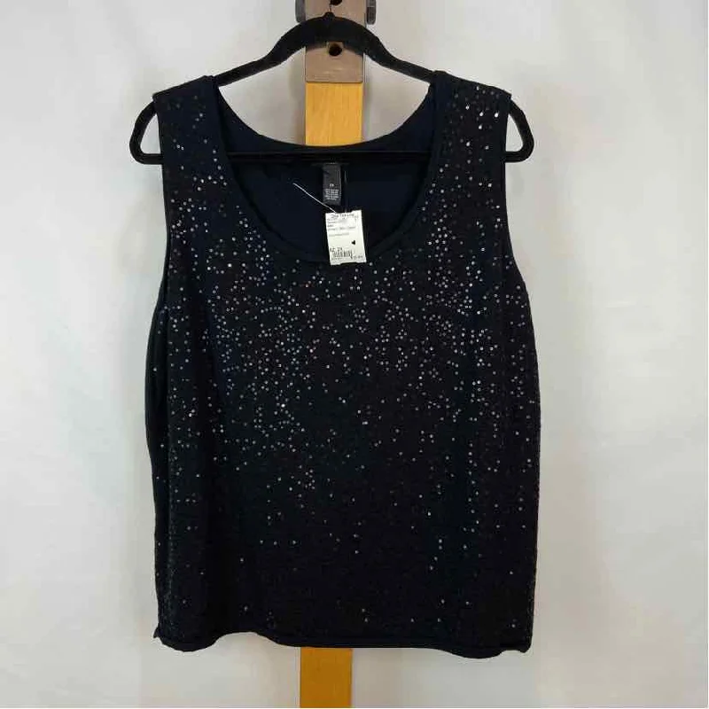 Bold Patterns Alfani Women's Size 2X Black Sequins Sleeveless Shirt