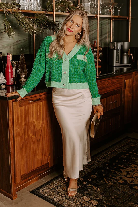 Versatile Wardrobe Essentials Shop Trendy And Timeless Outfits At Special Prices Cappuccino Sippin Tweed Knit Sweater in Green