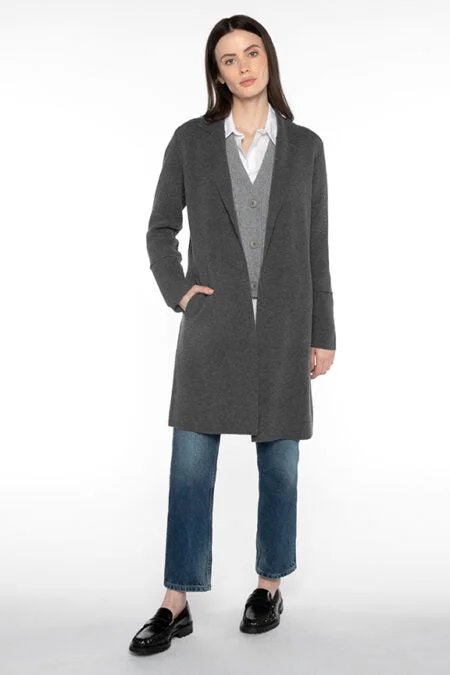 Discover Promotions Kinross Cashmere Doubleknit Notch Collar Cardigan