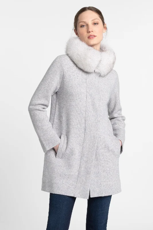 Latest Trends Kinross Cashmere Fox Fur Collar Swing Cardigan