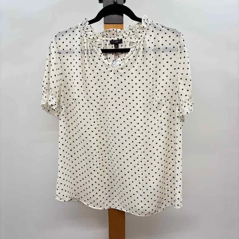 Limited Time Deal Talbots Women's Size LP Ivory dotted Short Sleeve Shirt