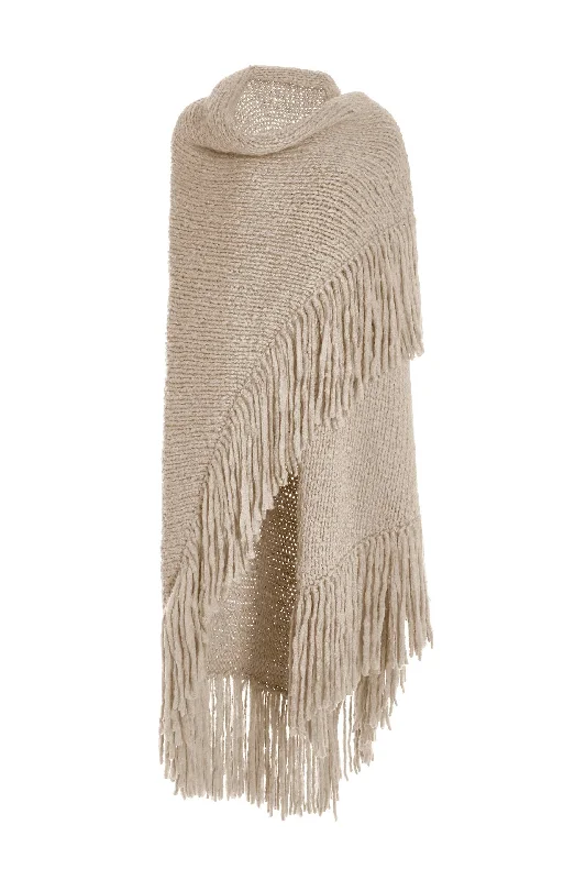 Wardrobe Upgrade Lauren Knit Wrap in Oatmeal Welfat Cashmere