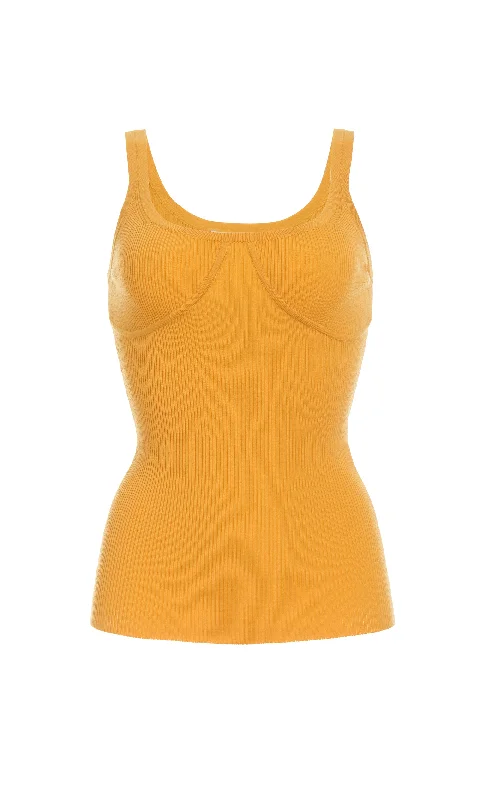 Fashion Forward Aurora Knit Tank Top in Yellow Merino Wool