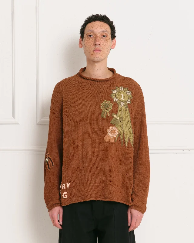 Feminine Elegance Twinsun Rollneck - Brown Rosette