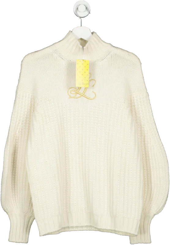 Anniversary Sale Luisa Spagnoli Cream Embroidered Emblem Pullover UK S