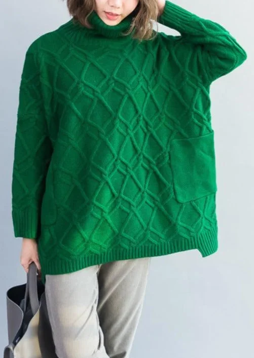 Subtle Sophistication Emerald green cable knit sweaters womens oversized sweater knitwear long sleeve