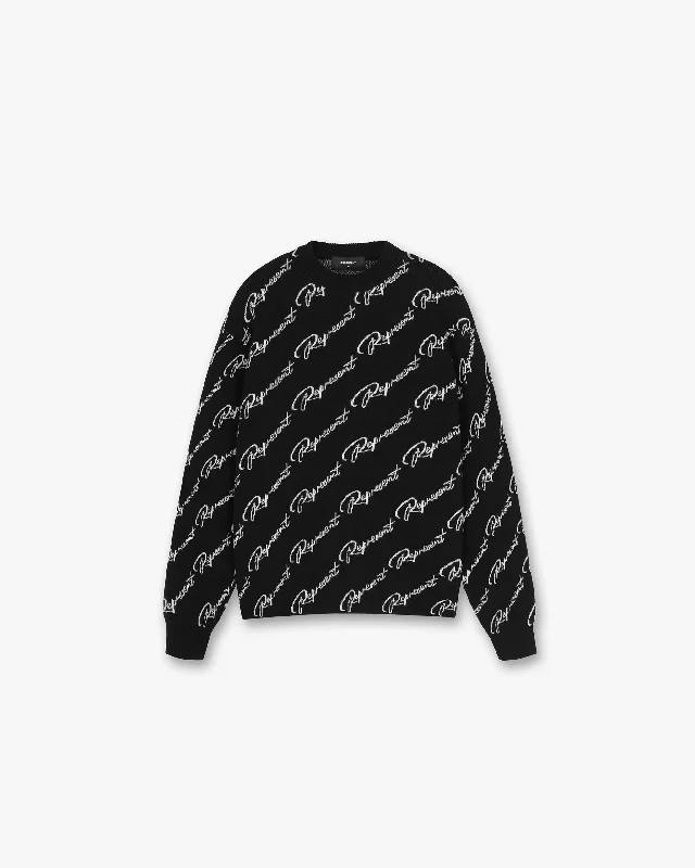 Graceful Movement Represent Jacquard Sweater - Black