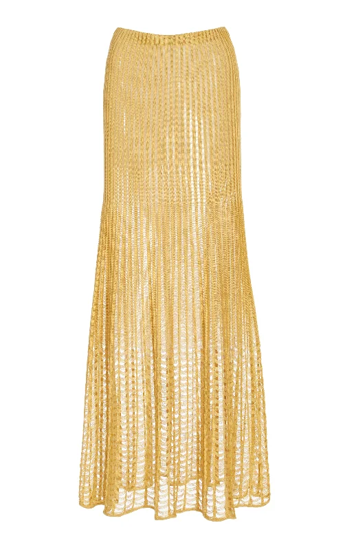 Absurdly Cheap Sale Althea Knit Maxi Skirt in Gold Shappe Silk