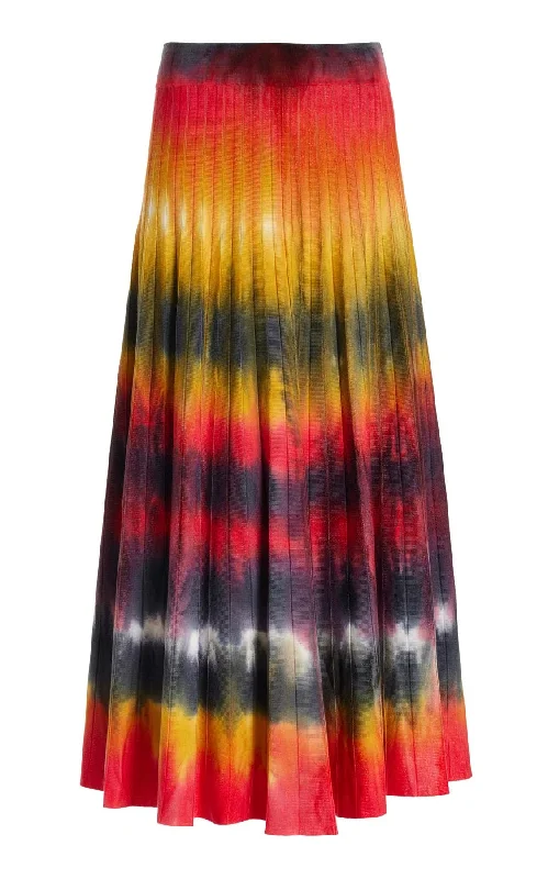Unleash Your Style Ella Knit Midi Skirt in Fire Tie Dye Cashmere