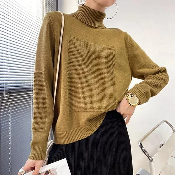 Stylish Statements Turtleneck Collar Long Sleeve Pullover Elegant Match All Solid Color Top Stylish Statements Turtleneck Collar Long Sleeve Pullover Elegant Match All Solid Color Top