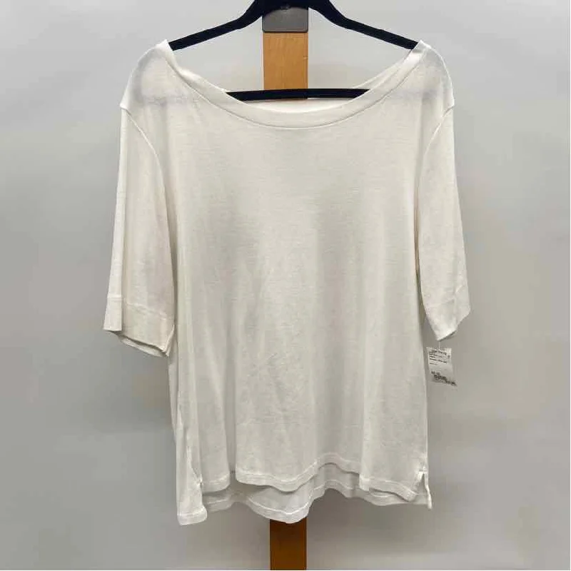Enjoy Discount Chico's Women's Size XL White Solid Short Sleeve Shirt