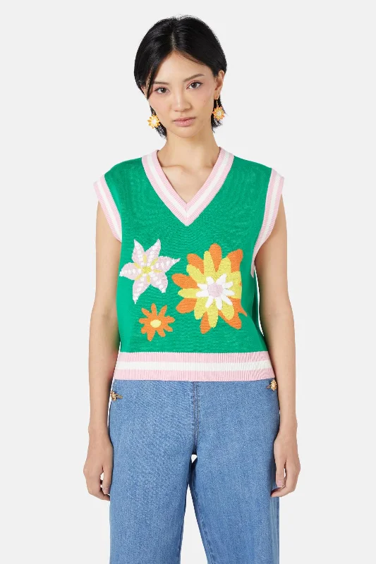 Fashion Forward Femme Wild Blossoms Knit Vest