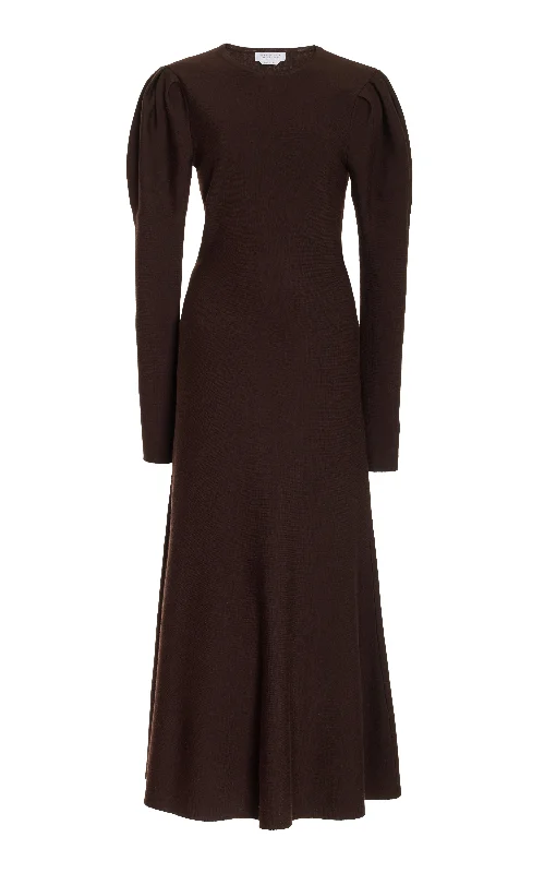 Limited Styles Hannah Knit Maxi Dress in Chocolate Merino Wool Cashmere