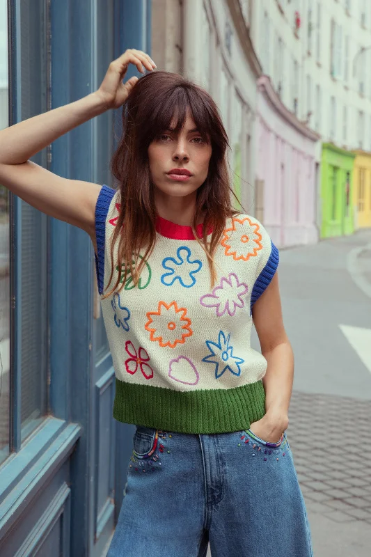 Chic Style Wildflower Knit Vest