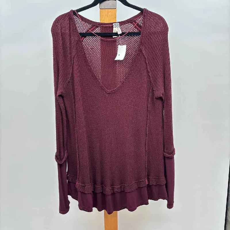 Essentials On Sale We the Free Women's Size XL maroon Waffle Tunic